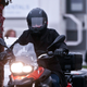 Pitt leaving a movie set on a BMW F 800 GS. Photo courtesy of AP images.